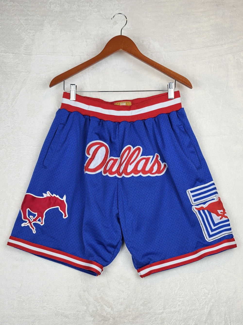YK1K Young Kings SMU Mustangs Dallas Basketball Shorts Mens Large Blue Red